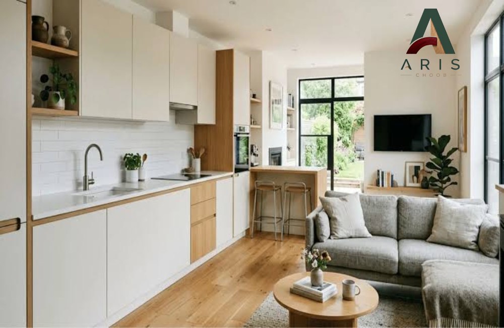 دکوراسیون آشپزخانه کوچک- آریس چوب